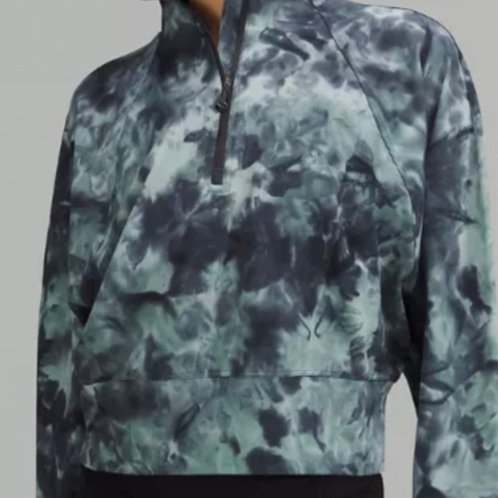 lululemon ready to rulu 1/2 zip pullover colour blue silver tidewater dye